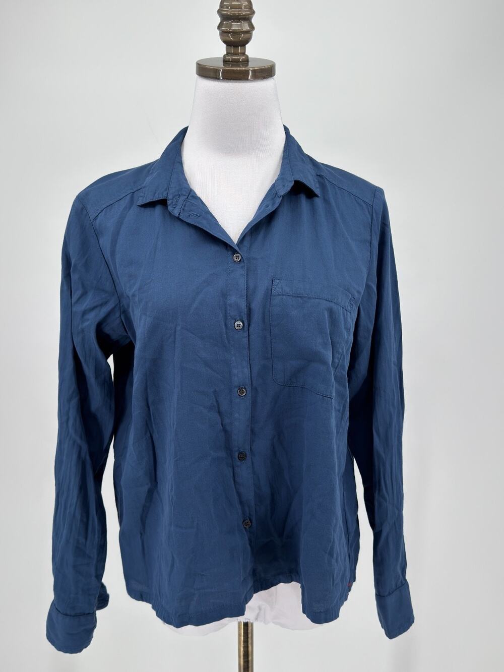 Xirena Blaine Blue Cotton Collared Long Sleeve Button Up Top Sz XS NEW